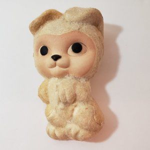 Chalkware Dog Wall Hanging Plaster Flocked Vintage